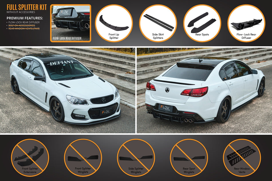 Flow Designs VF Commodore S2 Sedan Full Lip Splitter Set