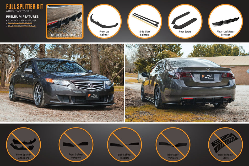 Flow Designs CU2 Accord Euro Full Lip Splitter Set - Standard