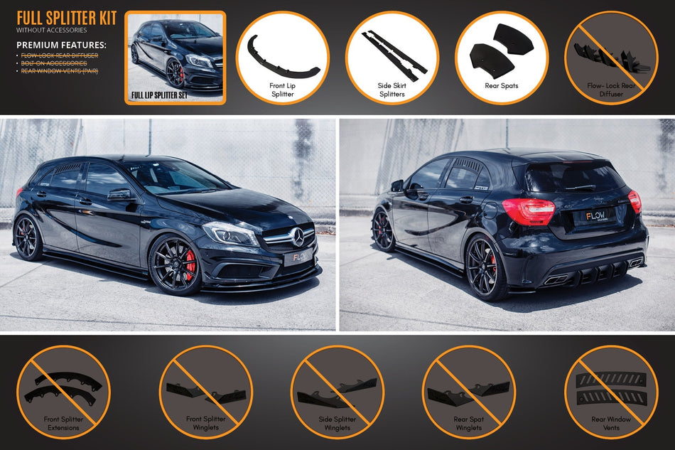 Flow Designs A45 AMG W176 (PFL) Full Lip Splitter Set