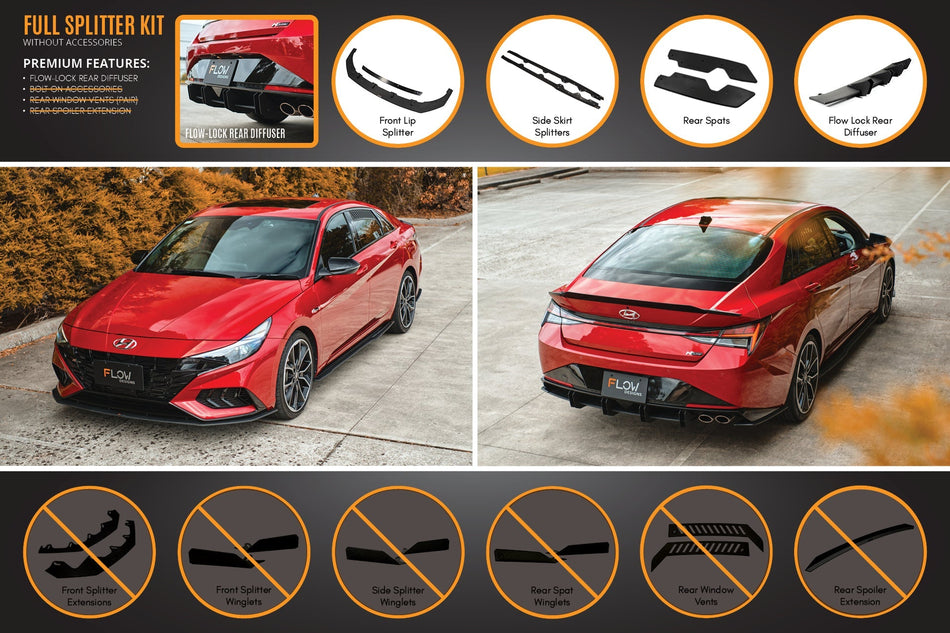 Flow Designs CN7 i30 N Line Sedan 2020 - 2022 Full Lip Splitter Set