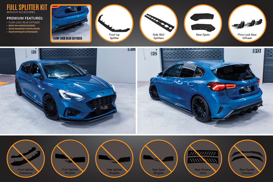 Flow Designs MK4 Focus ST-Line Full Lip Splitter Set