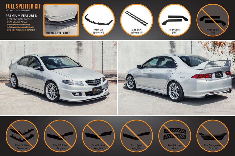 Flow Designs Honda Accord Euro FACELIFT CL7/CL9 Full Lip Splitter Set