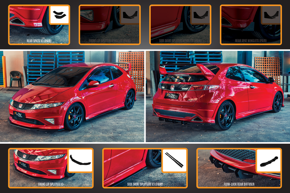Flow Designs FN2 Civic Type R Full Lip Splitter Set