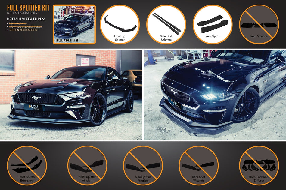 Flow Designs GT Mustang S550 FN Full Lip Splitter Set
