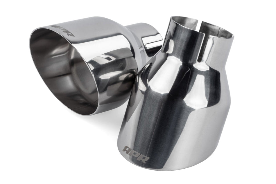 APR Single-Walled 4" Slash-Cut Tips Polished Silver Audi S3/S6/S7/VW Golf GTi/R/Porsche 718 Boxster/Cayman