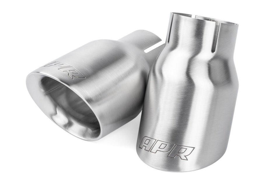 APR Double-Walled 3.5" Slash-Cut Tips Brushed Silver Audi S3/S6/S7/VW Golf GTi/R/Porsche 718 Boxster/Cayman