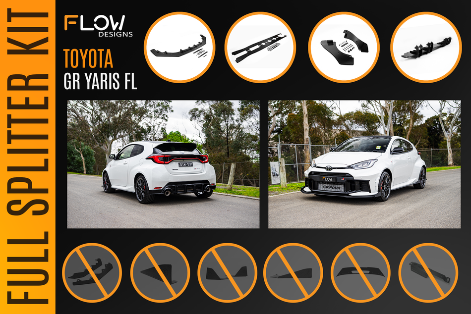 Flow Designs Toyota Yaris GR Gen2 2025 Full Lip Splitter Kit