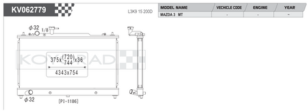 Koyorad KV062779 spec sheet - Mazda 6 / Mazda 3 MT L3K9 15 200D