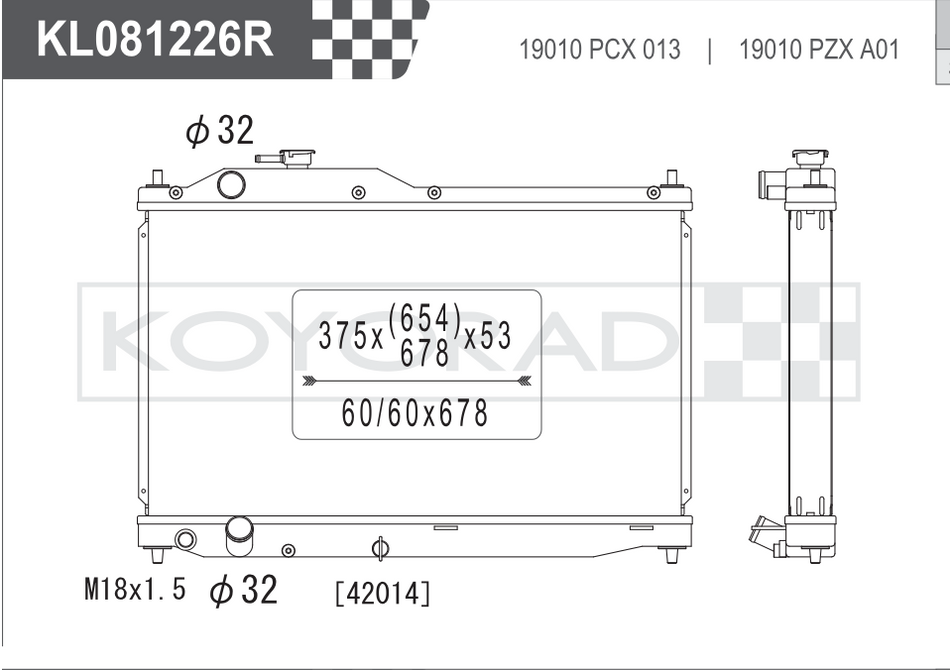 Koyorad Performance Radiator: Honda S2000 AP1 F20C MT 1999-2009