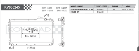 Koyorad Performance Radiator: Mazda MX-5 Miata NA 1.6/1.8L MT 1989-1997