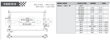 Koyorad Performance Radiator: Mazda 3 BK / Ford Focus XR5 Turbo MT 2003-2011