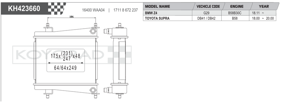 Koyorad Performance Radiator: Toyota GR Supra A90 / BMW Z4 G29 B58 2018+