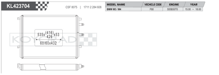 Koyorad Performance Radiator: BMW M3 / M4 F80 / F82 / F83 2015-2020 / M2 Competition F87 2019-2020